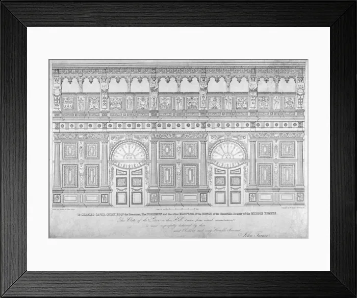 Framed Print : Elizabethan oak screen, Middle Temple Hall, City of London, 1828 Framed Print : Elizabethan oak screen, Middle Temple Hall, City of London, 1828