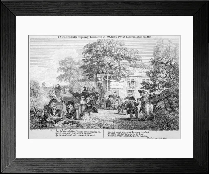 Framed Print : Undertakers regaling themselves at Deaths Door, Battersea, London, 1801 Framed Print : Undertakers regaling themselves at Deaths Door, Battersea, London, 1801