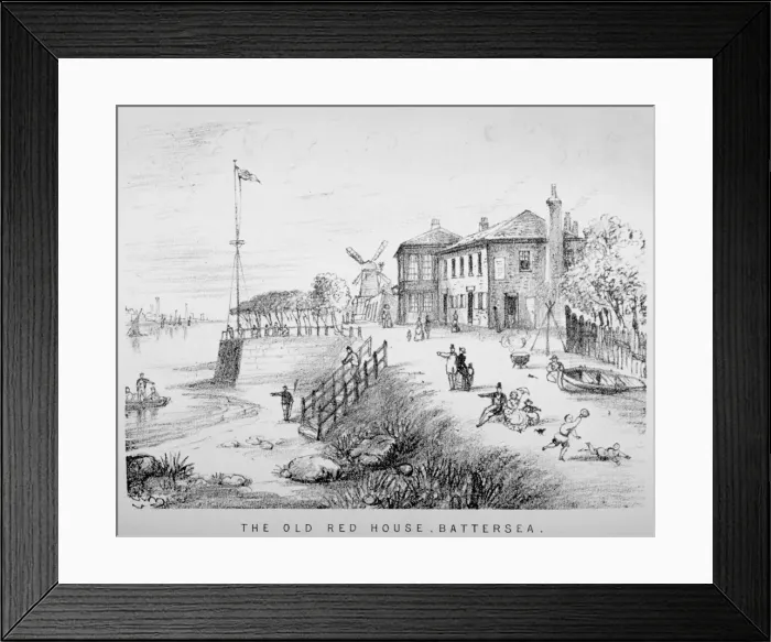 Framed Print : View of the Red House Inn on the banks of the River Thames, Battersea, London, 1850 Framed Print : View of the Red House Inn on the banks of the River Thames, Battersea, London, 1850