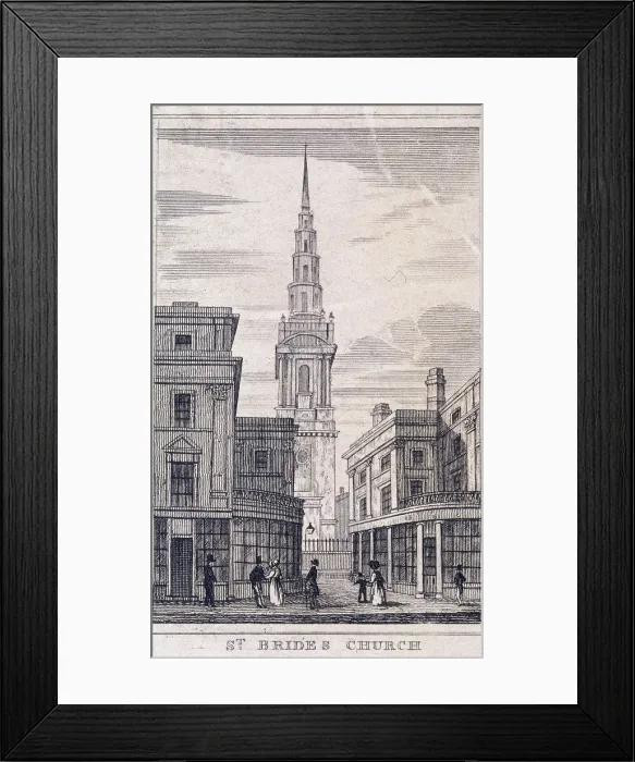 Framed Print : St Bride, London, c1830 Framed Print : St Bride, London, c1830