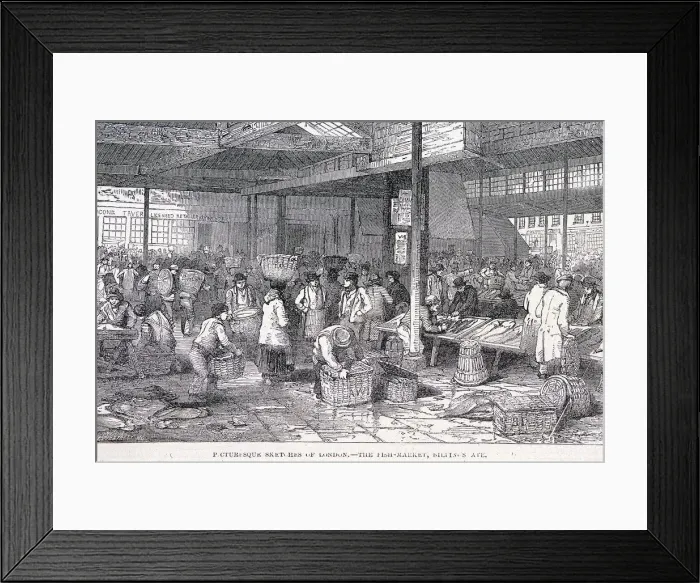Framed Print : Billingsgate Market, London, 1814. Artist: James B Allen Framed Print : Billingsgate Market, London, 1814. Artist: James B Allen