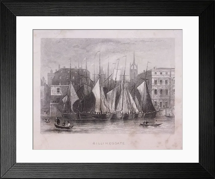 Framed Print : Billingsgate Wharf, London, c1840 Framed Print : Billingsgate Wharf, London, c1840