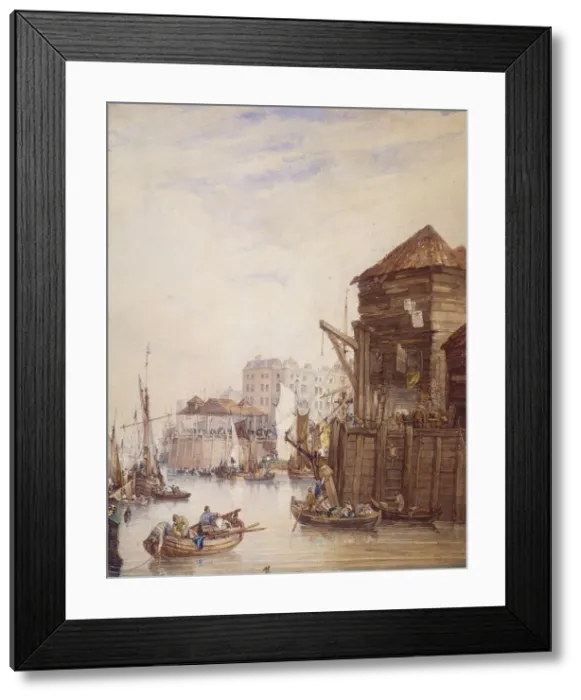 Framed Print : Billingsgate Wharf, London, 1820. Artist: Samuel Owen Framed Print : Billingsgate Wharf, London, 1820. Artist: Samuel Owen