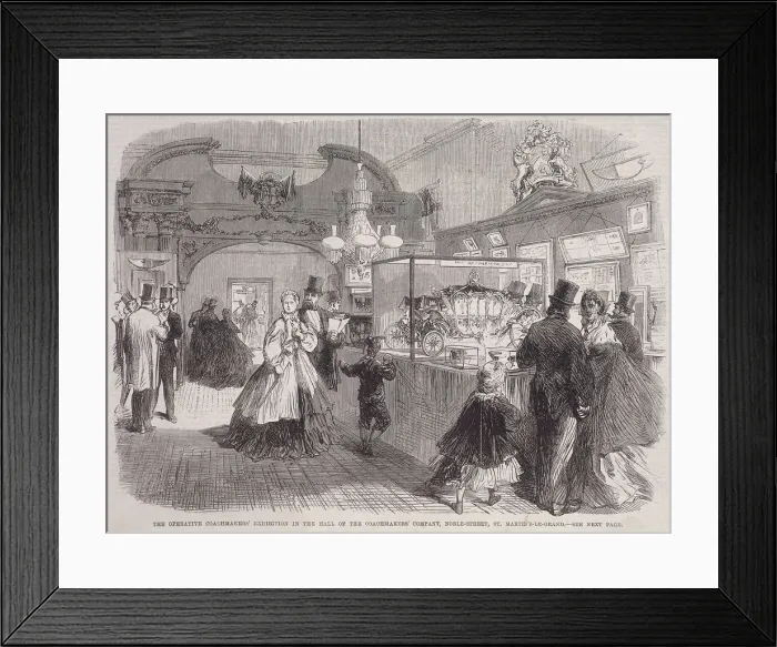 Framed Print : Exhibition at Coachmakers Hall, Noble Street, London, 1865 Framed Print : Exhibition at Coachmakers Hall, Noble Street, London, 1865