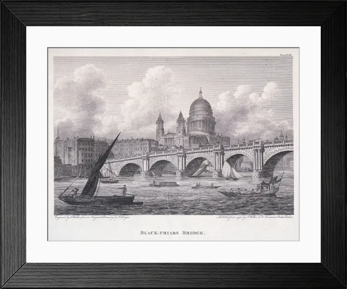 Framed Print : Blackfriars Bridge, London, 1827. Artist: George Cooke