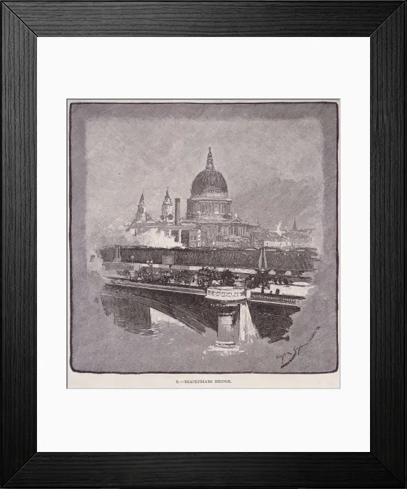 Framed Print : Blackfriars Bridge, London, 1796. Artist: James Walker Framed Print : Blackfriars Bridge, London, 1796. Artist: James Walker