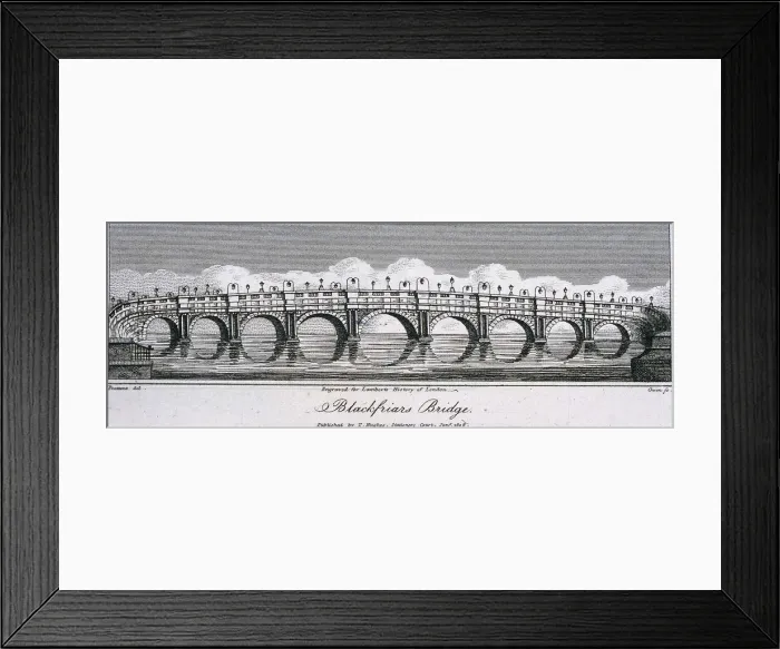 Framed Print : Blackfriars Bridge, London, 1806. Artist: Samuel Owen Framed Print : Blackfriars Bridge, London, 1806. Artist: Samuel Owen