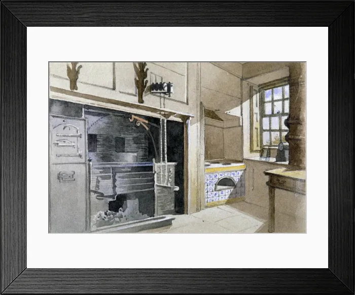 Framed Print : Kitchen range and Dutch oven, no 21 Austin Friars Street, City of London, 1885. Artist Framed Print : Kitchen range and Dutch oven, no 21 Austin Friars Street, City of London, 1885. Artist