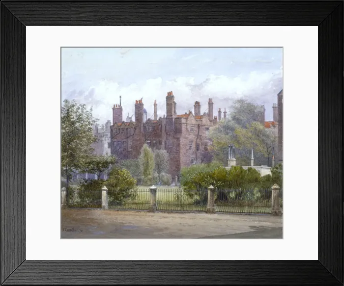 Framed Print : Old Buildings and gardens, Lincolns Inn, London, 1879. Artist: John Crowther Framed Print : Old Buildings and gardens, Lincolns Inn, London, 1879. Artist: John Crowther