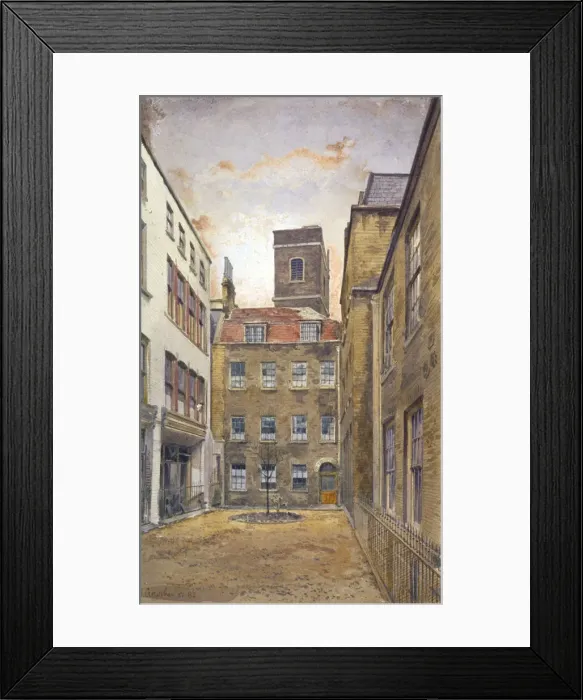 Framed Print : Tower of the Church of St Matthew, Friday Street as seen from Fountain Court, London, 1882 Framed Print : Tower of the Church of St Matthew, Friday Street as seen from Fountain Court, London, 1882
