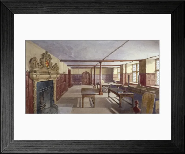 Framed Print : Interior view of the boys dining room in Charterhouse, London, 1885 Framed Print : Interior view of the boys dining room in Charterhouse, London, 1885