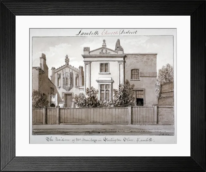 Framed Print : Mr Armitages residence in Penlington Place, Lambeth, London, 1828 Framed Print : Mr Armitages residence in Penlington Place, Lambeth, London, 1828