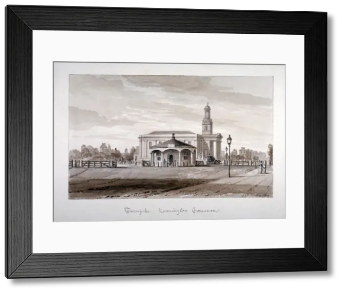 Framed Print : View of a turnpike at Kennington Common, Lambeth, London, 1827. Artist Framed Print : View of a turnpike at Kennington Common, Lambeth, London, 1827. Artist