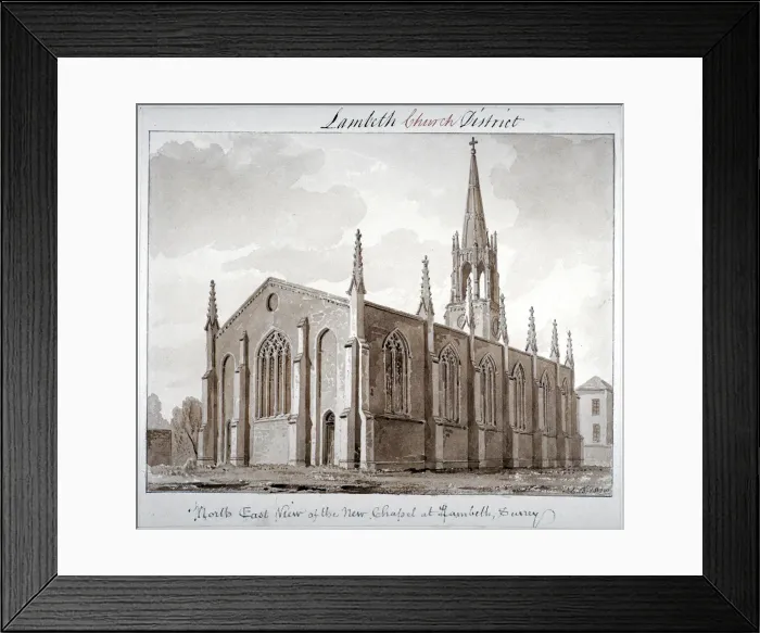 Framed Print : North-east view of the Church of St Mary the Less, Lambeth Butts, London, 1828. Artist Framed Print : North-east view of the Church of St Mary the Less, Lambeth Butts, London, 1828. Artist