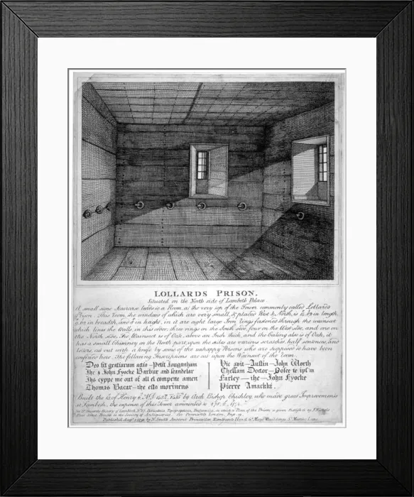 Framed Print : Interior view of Lollards Prison in Lambeth Palace, London, 1791 Framed Print : Interior view of Lollards Prison in Lambeth Palace, London, 1791