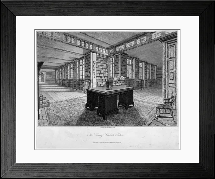 Framed Print : Interior view of the library at Lambeth Palace, with a desk in the foreground, 1805 Framed Print : Interior view of the library at Lambeth Palace, with a desk in the foreground, 1805