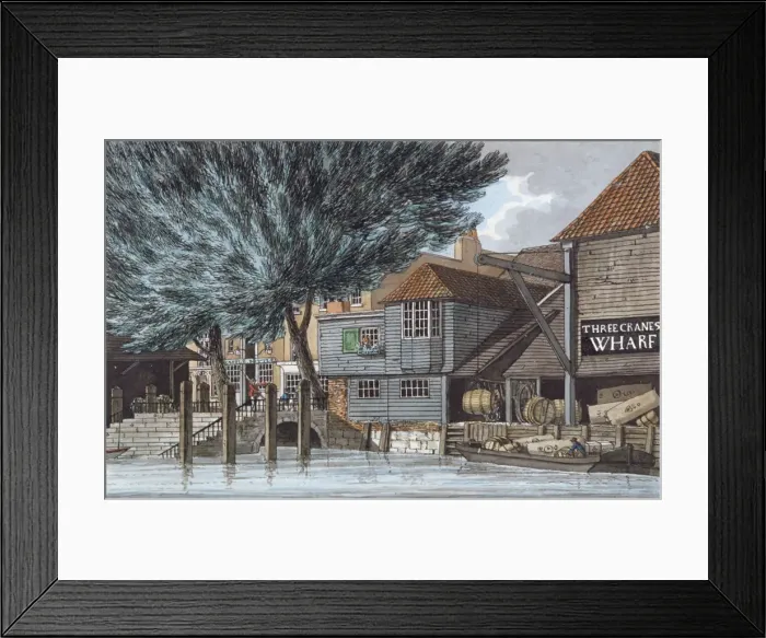 Framed Print : Three Cranes Wharf, 1801. Artist: Charles Tomkins Framed Print : Three Cranes Wharf, 1801. Artist: Charles Tomkins