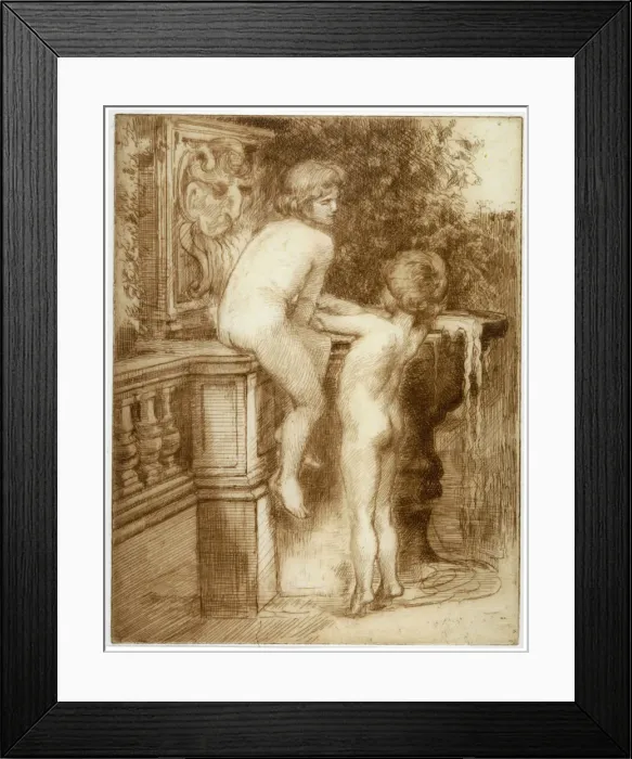 Framed Print : Two Boys at a Water Fountain, c1864-1930. Artist: Anna Lea Merritt Framed Print : Two Boys at a Water Fountain, c1864-1930. Artist: Anna Lea Merritt
