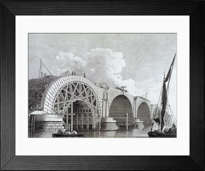 Framed Print : Blackfriars Bridge, London, 1777. Artist: Edward Rooker Framed Print : Blackfriars Bridge, London, 1777. Artist: Edward Rooker