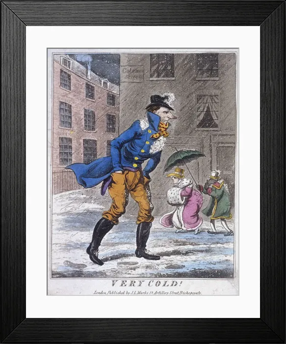 Framed Print : Very Cold!, Coleman Street, London, c1825 Framed Print : Very Cold!, Coleman Street, London, c1825