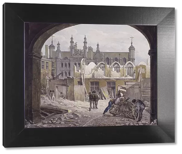 Demolition of Guildhall Chapel, London, 1820. Artist: Robert Blemmell Schnebbelie