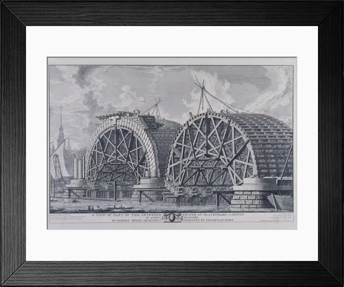 Framed Print : Blackfriars Bridge, London, 1766. Artist: Giovanni Battista Piranesi Framed Print : Blackfriars Bridge, London, 1766. Artist: Giovanni Battista Piranesi