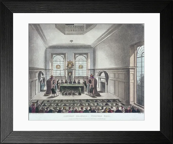 Framed Print : Drawing of the State Lottery, Coopers Hall, London, 1809 Framed Print : Drawing of the State Lottery, Coopers Hall, London, 1809