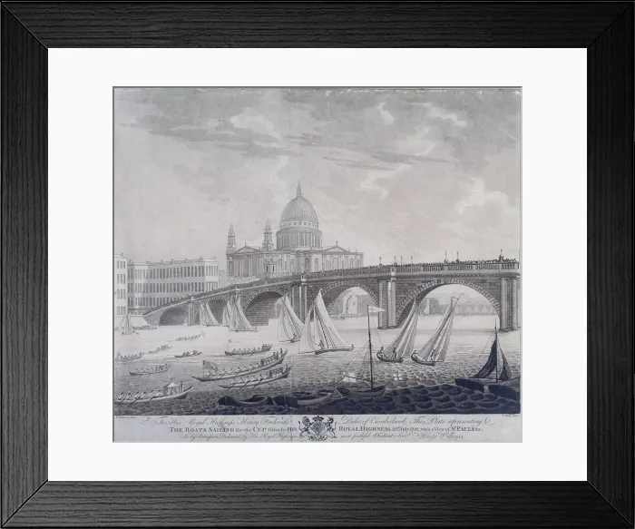 Framed Print : Blackfriars Bridge, London, 1783. Artist: I Wells Framed Print : Blackfriars Bridge, London, 1783. Artist: I Wells