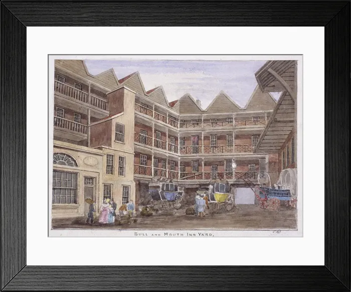 Framed Print : Bull and Mouth Street, London, 1806. Artist: Valentine Davis Framed Print : Bull and Mouth Street, London, 1806. Artist: Valentine Davis