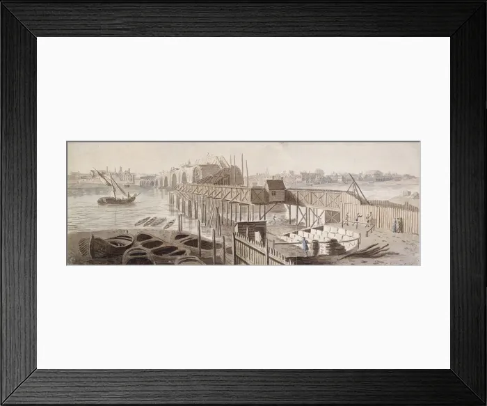 Framed Print : Construction of Blackfriars Bridge, c1762. Artist: Francis Grose Framed Print : Construction of Blackfriars Bridge, c1762. Artist: Francis Grose