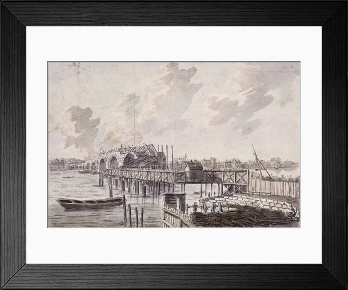 Framed Print : Construction of Blackfriars Bridge, London, c1762. Artist: Francis Grose Framed Print : Construction of Blackfriars Bridge, London, c1762. Artist: Francis Grose