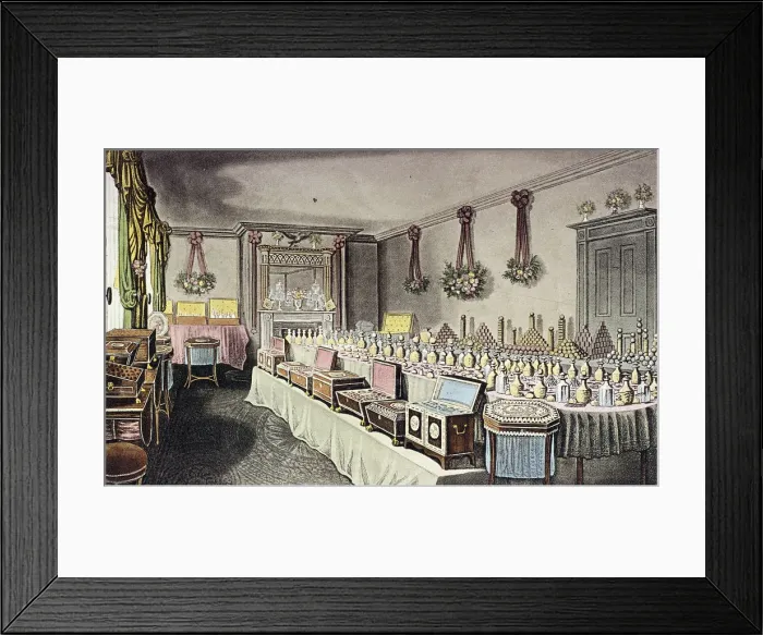 Framed Print : Alexander Rosss Ornamental Hair and Perfumery Warehouse, Bishopsgate, London, 1816 Framed Print : Alexander Rosss Ornamental Hair and Perfumery Warehouse, Bishopsgate, London, 1816