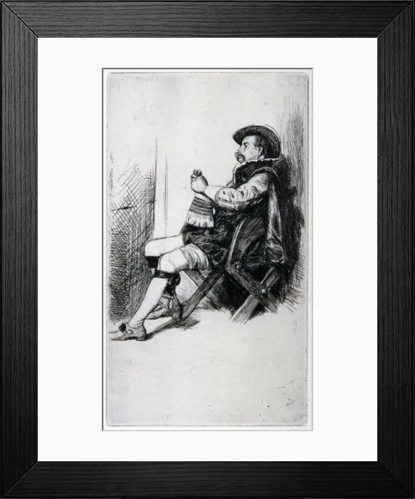 Framed Print : Seated Man, in Doublet and Cloak, 19th century Framed Print : Seated Man, in Doublet and Cloak, 19th century
