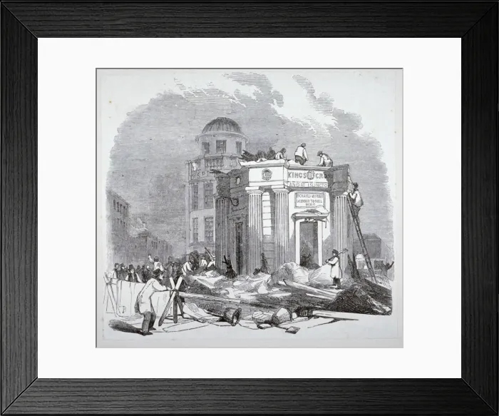 Framed Print : Demolition of the monument to George IV, Kings Cross, London, 1845 Framed Print : Demolition of the monument to George IV, Kings Cross, London, 1845