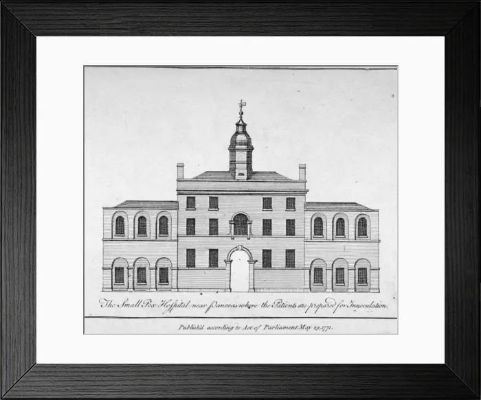 Framed Print : View of the smallpox hospital at Battle Bridge, London, 1771 Framed Print : View of the smallpox hospital at Battle Bridge, London, 1771
