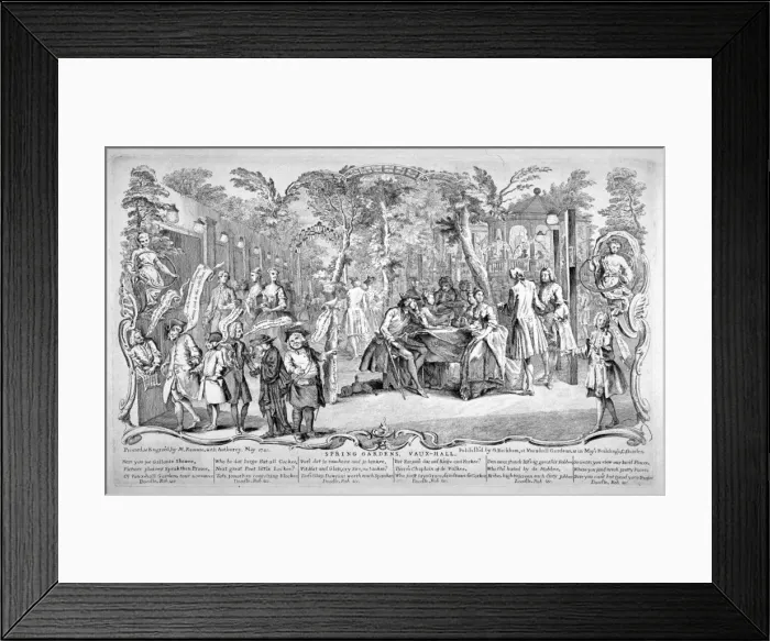 Framed Print : Scene at Spring Gardens, Vauxhall, London, 1741. Artist: M Ramano Framed Print : Scene at Spring Gardens, Vauxhall, London, 1741. Artist: M Ramano