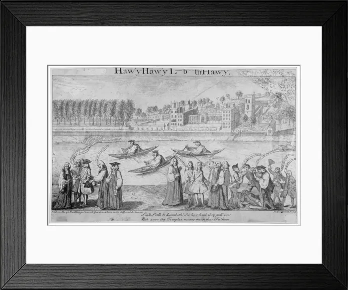 Framed Print : Bishops rowing on the River Thames, London, 1747. Artist: M Bavavinet Framed Print : Bishops rowing on the River Thames, London, 1747. Artist: M Bavavinet