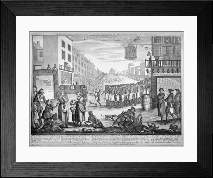 Framed Print : Mock funeral procession in St Giles, London, 1751 Framed Print : Mock funeral procession in St Giles, London, 1751