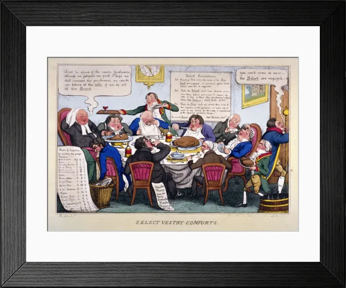 Framed Print : Select vestry comforts, 1828. Artist: Thomas Jones Framed Print : Select vestry comforts, 1828. Artist: Thomas Jones