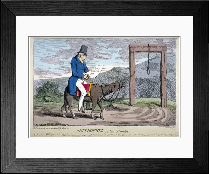 Framed Print : Ahithophel in the dumps, 1830. Artist: Henry Heath Framed Print : Ahithophel in the dumps, 1830. Artist: Henry Heath