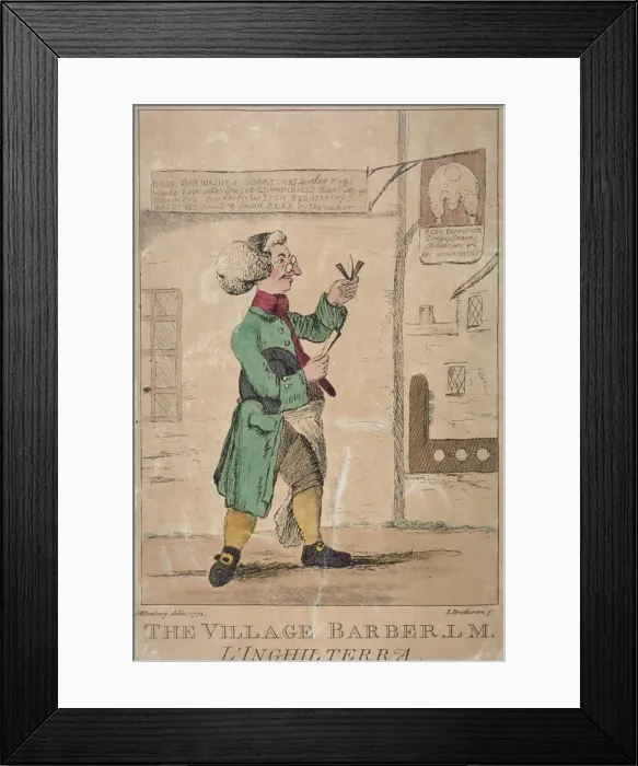 Framed Print : The village barber, 1772. Artist: James Bretherton Framed Print : The village barber, 1772. Artist: James Bretherton