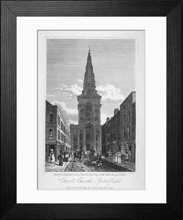 Framed Print : View of Christ Church, Spitalfields, London, 1817. Artist: Thomas Higham Framed Print : View of Christ Church, Spitalfields, London, 1817. Artist: Thomas Higham