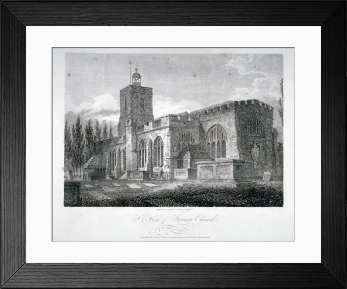 Framed Print : South-east view of the Church of St Dunstan, Stepney, London, 1804 Framed Print : South-east view of the Church of St Dunstan, Stepney, London, 1804