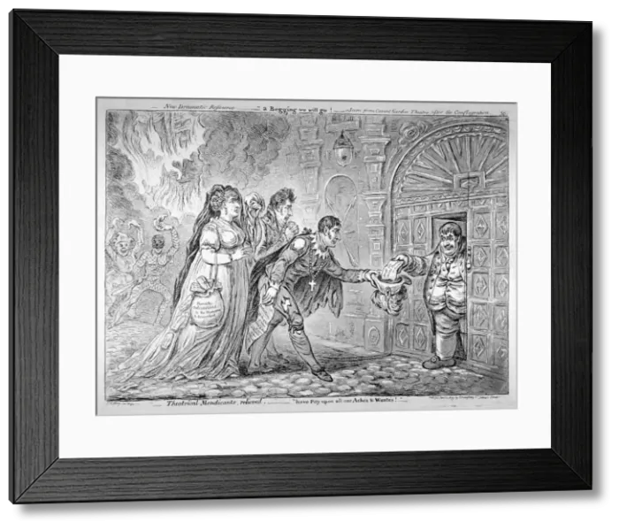 Framed Print : Theatrical Mendicants, Relieved... 1809. Artist: James Gillray Framed Print : Theatrical Mendicants, Relieved... 1809. Artist: James Gillray
