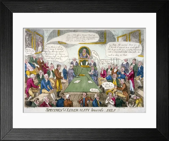 Framed Print : Specimens of Liberality towards Self!!, 1809 Framed Print : Specimens of Liberality towards Self!!, 1809
