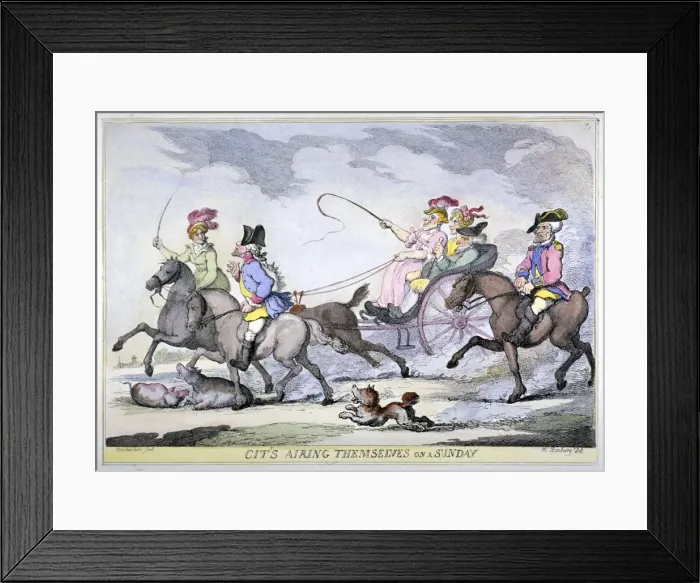 Framed Print : Cits Airing Themselves on a Sunday, 1809. Artist: Thomas Rowlandson Framed Print : Cits Airing Themselves on a Sunday, 1809. Artist: Thomas Rowlandson