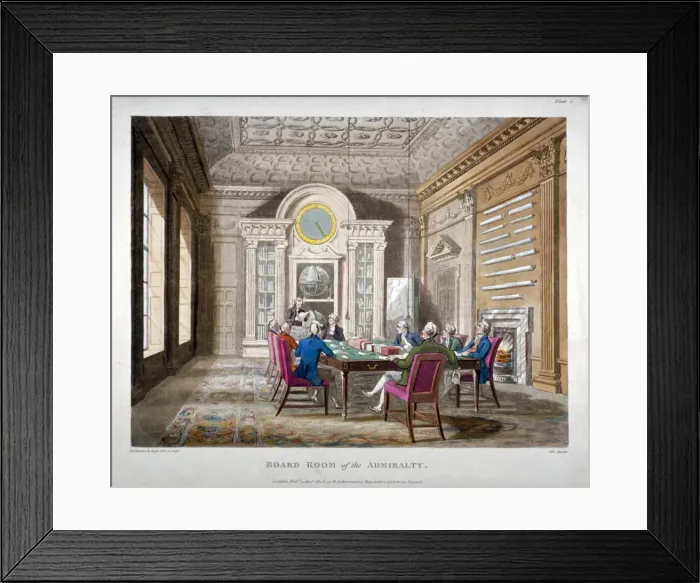 Framed Print : Boardroom of the Admiralty with a meeting in progress, Whitehall, Westminster, London, 1808 Framed Print : Boardroom of the Admiralty with a meeting in progress, Whitehall, Westminster, London, 1808