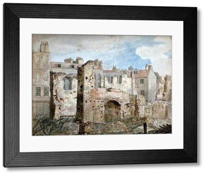Framed Print : Ruins of a fire-damaged building in Bear Yard, Westminster, London, 1809 Framed Print : Ruins of a fire-damaged building in Bear Yard, Westminster, London, 1809
