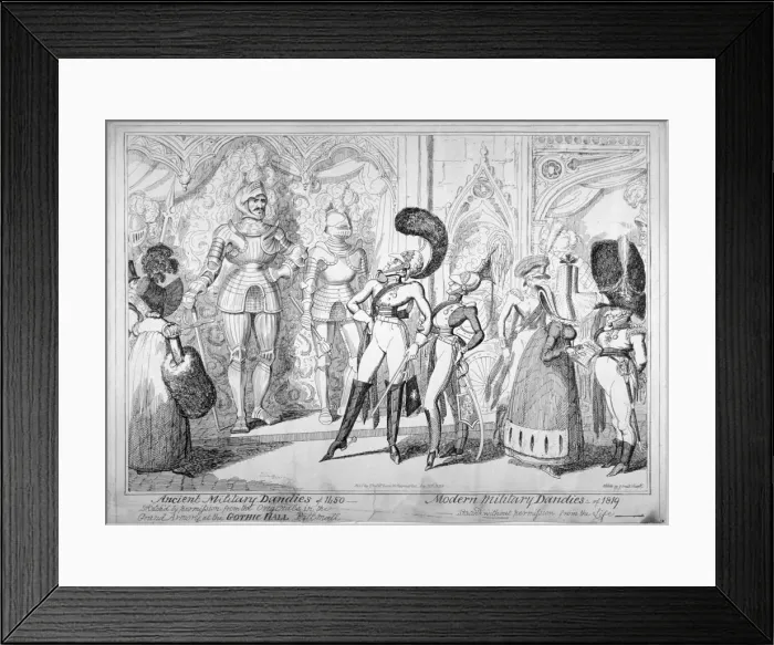 Framed Print : Ancient and modern military dandies, 1835. Artist: George Cruikshank Framed Print : Ancient and modern military dandies, 1835. Artist: George Cruikshank