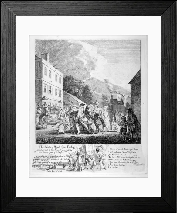 Framed Print : The painters march from Finchly... 1753. Artist: Paul Sandby Framed Print : The painters march from Finchly... 1753. Artist: Paul Sandby